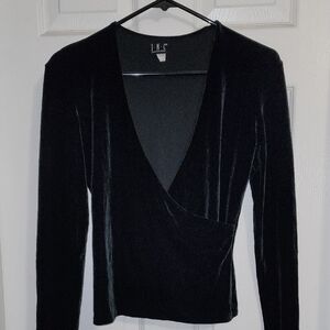 Vintage I.N.C. Black V-neck Velvet Top Sz M